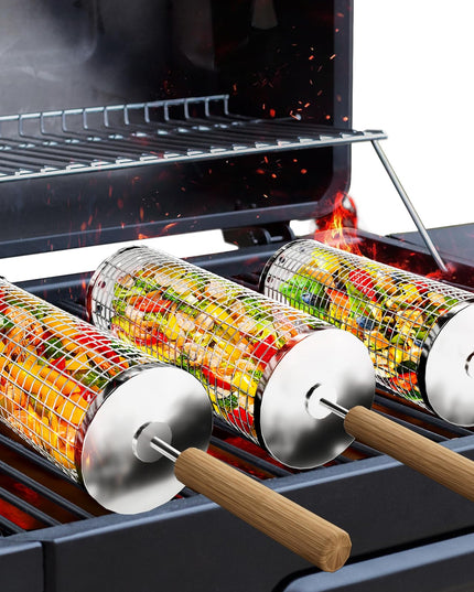 Rolling Grilling Basket with Handle