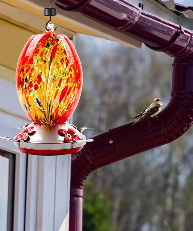 Hummingbird Feeder Hand Blown Glass