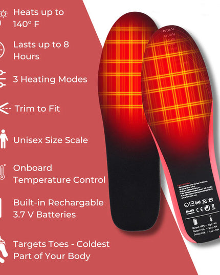 🔥FootEase Wireless Heated Insoles – Rechargeable Pain Soothing Heat for Plantar Fasciitis & Cold Feet