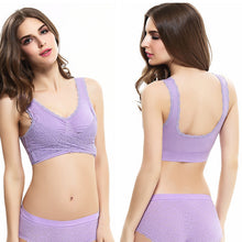 Load image into Gallery viewer, Women's Plus Size Lace Wide Straps Wireless Bra Front Closure Push Up Bras - Keillini