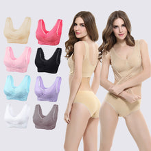 Load image into Gallery viewer, Women's Plus Size Lace Wide Straps Wireless Bra Front Closure Push Up Bras - Keillini