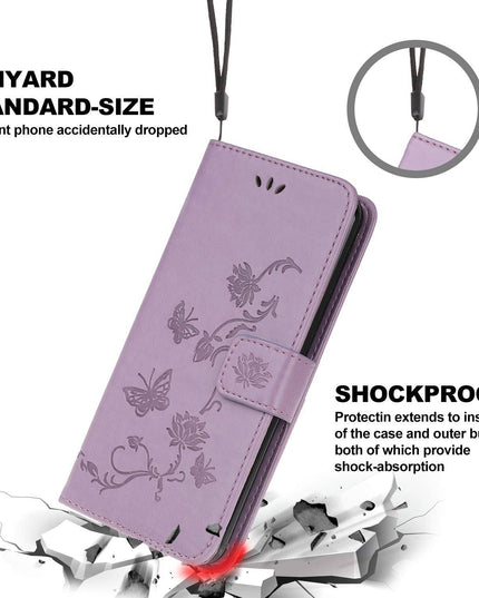Imprint Butterfly Flower Leather Mobile Phone Case for iPhone - Libiyi