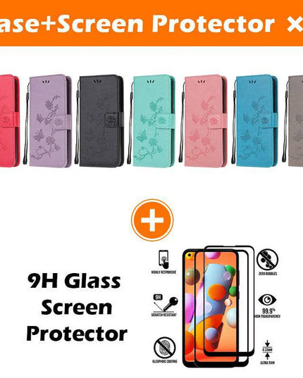 Imprint Butterfly Flower Leather Mobile Phone Case for Samsung S21 Series - Libiyi