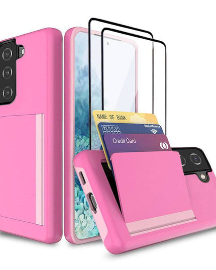 Armor Protective Card Holder Case for Samsung S21 Plus(5G) With 2-Pack Screen Protectors - Libiyi