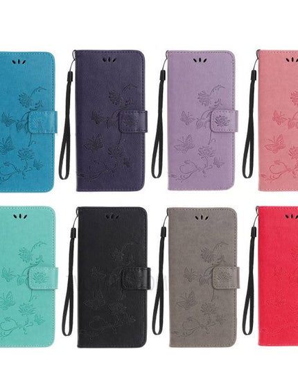 Imprint Butterfly Flower Leather Mobile Phone Case for Samsung - Libiyi
