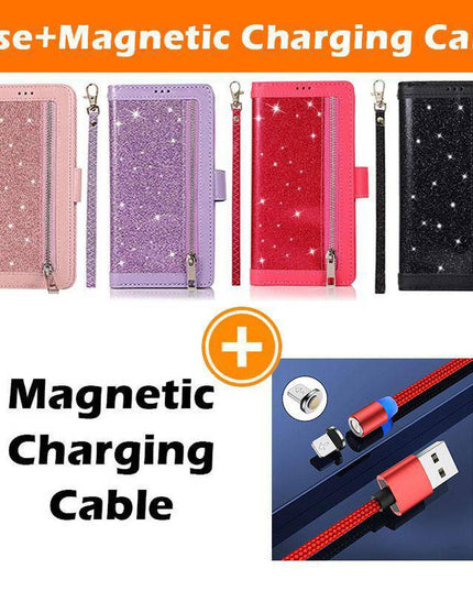 Bling Wallet Case with Wrist Strap for Samsung A12 - Libiyi