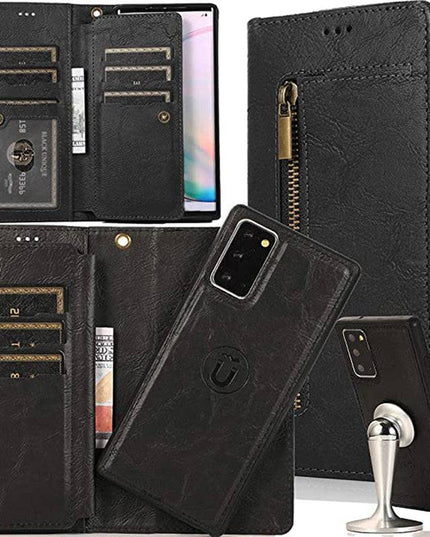 Detachable Flip Folio Zipper Purse Phone Case for Samsung Note Series - Libiyi