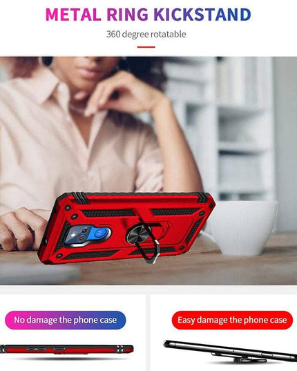 Luxury Armor Ring Bracket Phone case For Moto G Play 2021 With Screen Protector - Libiyi