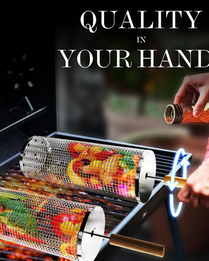Rolling Grilling Basket with Handle