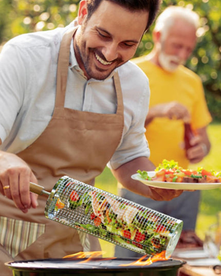 Rolling Grilling Basket with Handle