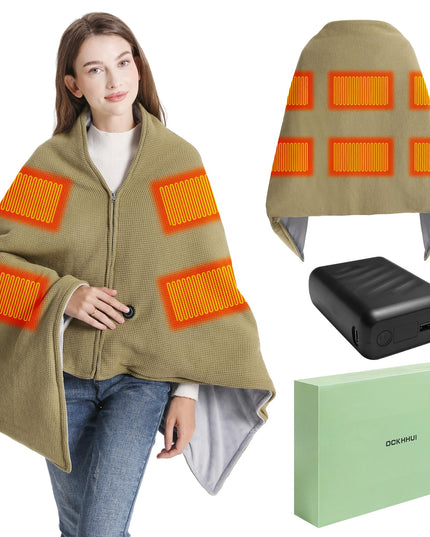 Portable Soft Zipper Electric Heated Blanket Shawl