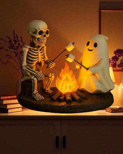 🎃Skeleton & Ghost Bonfire Night Lamp – Spooky Vibes for Your Halloween Décor!👻