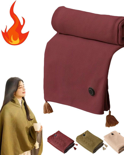 Portable Soft Zipper Electric Heated Blanket Shawl