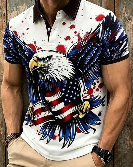Men's American 250th Anniversary Print Casual Polo Shirt