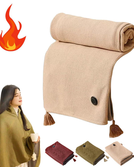 Portable Soft Zipper Electric Heated Blanket Shawl