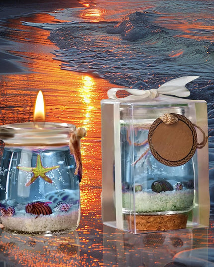 Ocean Theme Blue Purple Pink Gel Candle