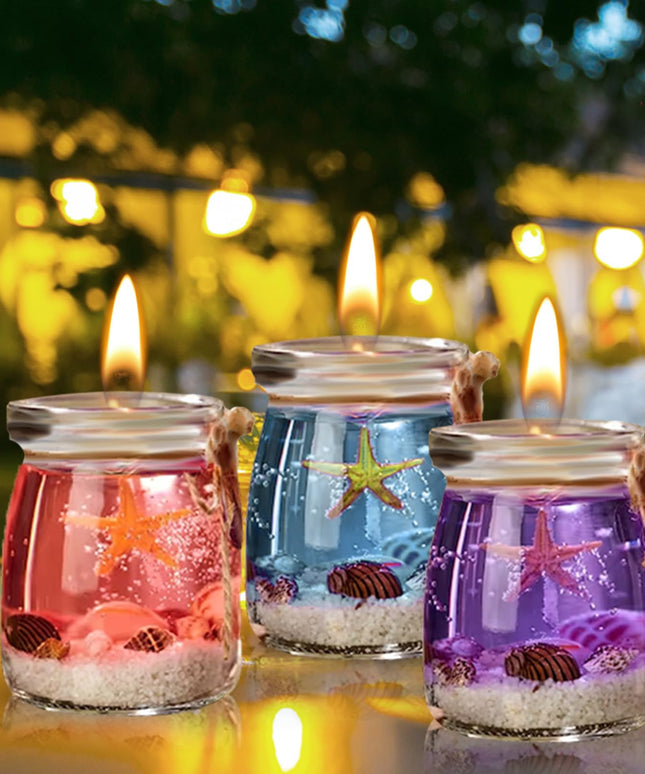 Ocean Theme Blue Purple Pink Gel Candle - Libiyi