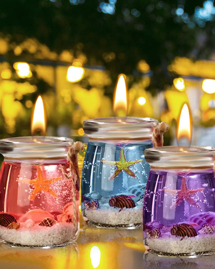 Ocean Theme Blue Purple Pink Gel Candle