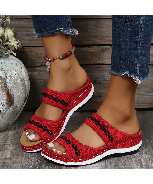 Stylish Wedge Cutout Comfortable Flat Slippers - Libiyi