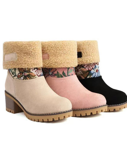 Women's warm thick sole high heel snow boots - Libiyi