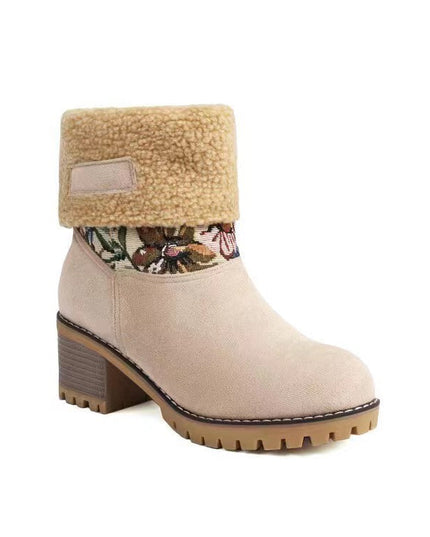 Women's warm thick sole high heel snow boots - Libiyi