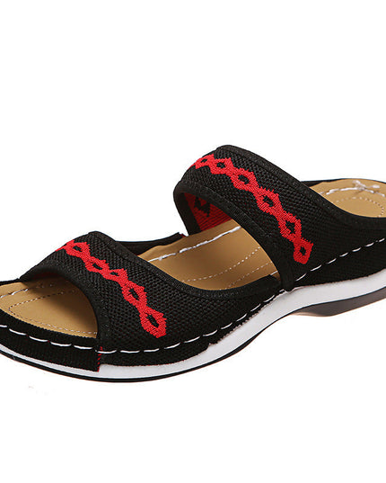 Stylish Wedge Cutout Comfortable Flat Slippers - Libiyi