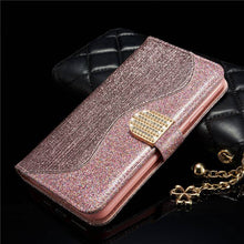 Cargar imagen en el visor de la galería, Leather Glitter Rhinestone Flip Case For Samsung A Series - Libiyi