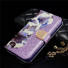 Cargar imagen en el visor de la galería, Leather Glitter Rhinestone Flip Case For Samsung A Series - Libiyi
