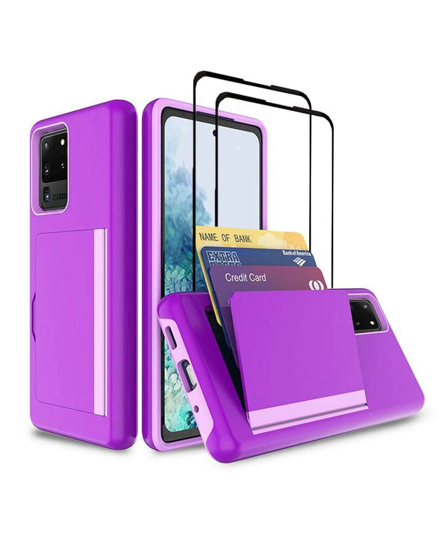 Armor Protective Card Holder Case for Samsung S20 Ultra With 2-Pack Screen Protectors - Libiyi