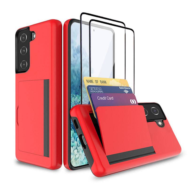 Armor Protective Card Holder Case for Samsung S21 FE(5G) With 2-Pack Screen Protectors - Libiyi