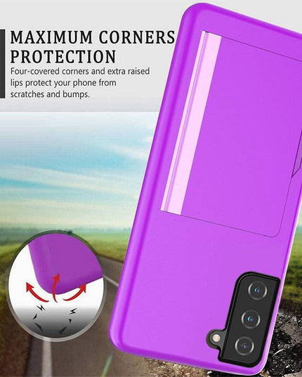 Armor Protective Card Holder Case for Samsung S21 Plus(5G) With 2-Pack Screen Protectors - Libiyi