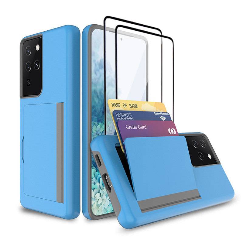 Armor Protective Card Holder Case for Samsung S21 Ultra(5G) With 2-Pack Screen Protectors - Libiyi