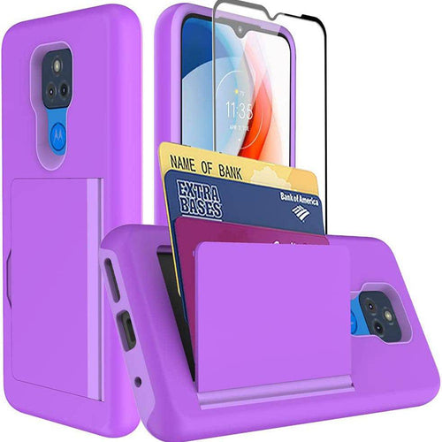 Armor Protective Card Holder Case for Moto G Play 2021 With Screen Protector - Libiyi