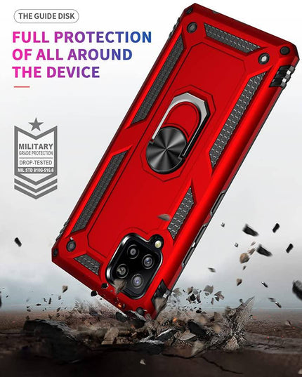 Samsung A42(5G) Luxury Armor Ring Bracket Phone Case With 2-Pack Tempered Glass Screen Protectors - Libiyi
