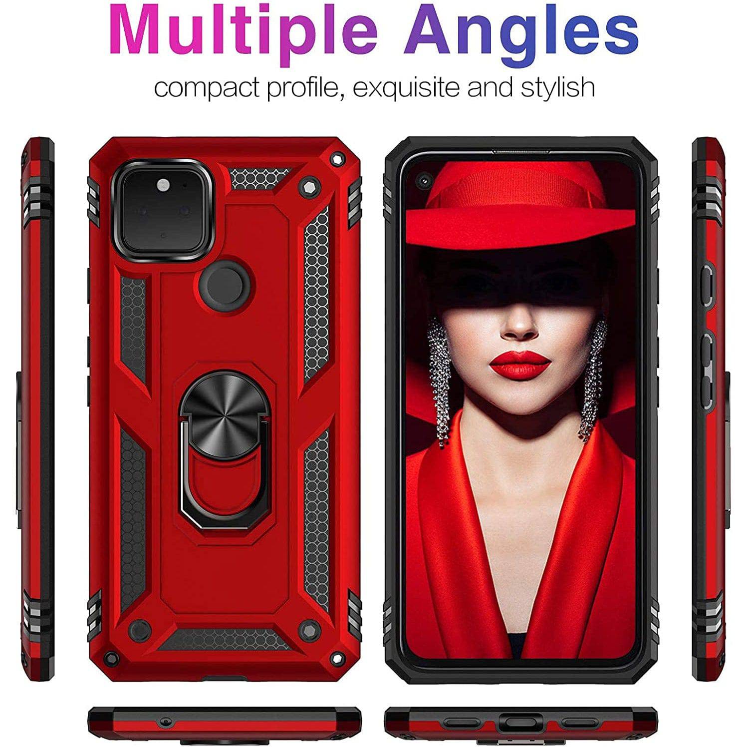 2022 Luxury Armor Ring Bracket Phone case For Google Pixel 4A With 2-Pack Screen Protectors - Libiyi