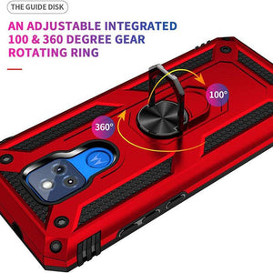 Luxury Armor Ring Bracket Phone case For Moto G Play 2021 With Screen Protector - Libiyi