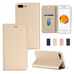 Solid Color Voltage Pull-in Flip Leather Case For Iphone - Libiyi