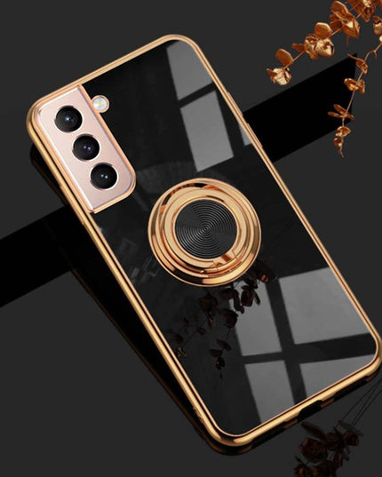 Shiny Plating Built-in Finger Ring Case For Samsung S21 FE - Libiyi