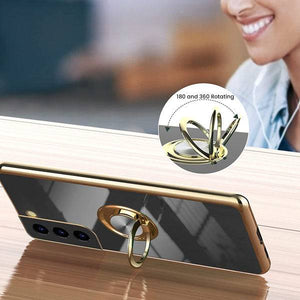 Shiny Plating Built-in Finger Ring Case For Samsung S21 FE - Libiyi