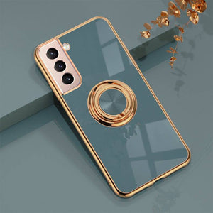 Shiny Plating Built-in Finger Ring Case For Samsung S21 FE - Libiyi