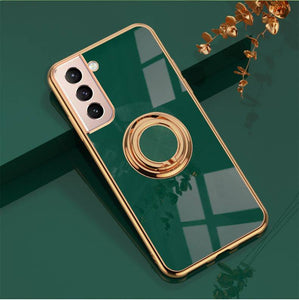 Shiny Plating Built-in Finger Ring Case For Samsung S21 FE - Libiyi