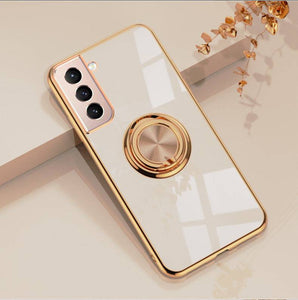 Shiny Plating Built-in Finger Ring Case For Samsung S21 FE - Libiyi